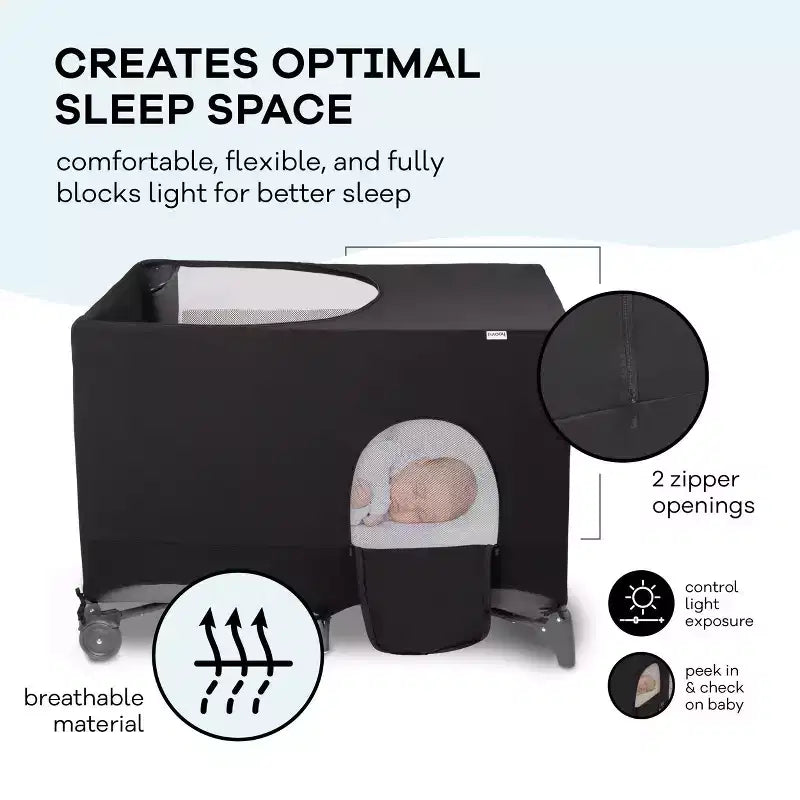 Copertura Nera Traspirante Estensibile Oscurante per Box Neonato, 1-Bambino