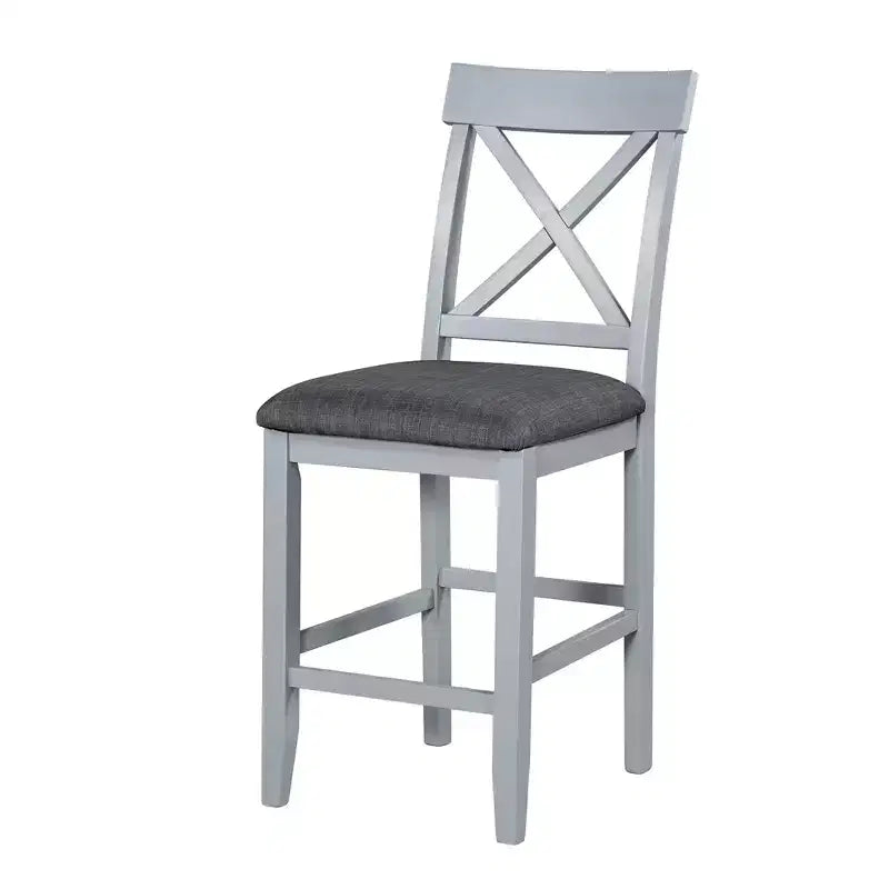 Set tavolo da pranzo altezza bancone grigio/naturale e bianco, 5 pezzi, 4 posti a sedere