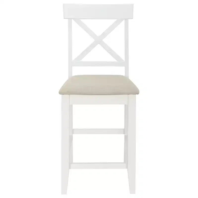 Set tavolo da pranzo altezza bancone grigio/naturale e bianco, 5 pezzi, 4 posti a sedere