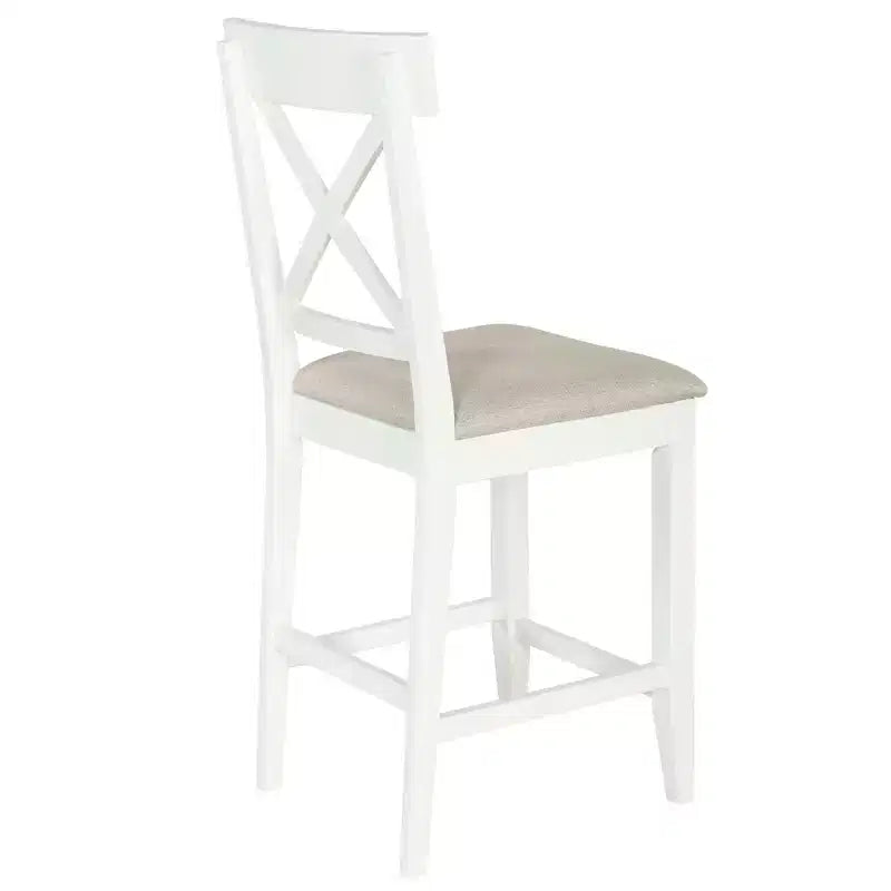 Set tavolo da pranzo altezza bancone grigio/naturale e bianco, 5 pezzi, 4 posti a sedere