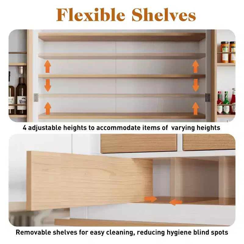 Dispensa da cucina White & Oak da 177 cm con cassetti, armadio a 2 ante
