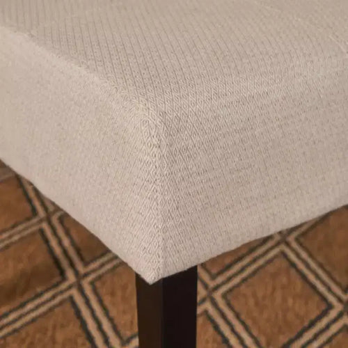Sedia da pranzo senza braccioli imbottita in tela beige, 2 posti