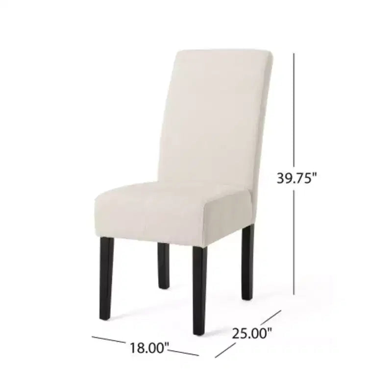 Sedia da pranzo senza braccioli imbottita in tela beige, 2 posti