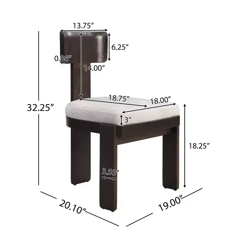 Sedie da pranzo senza braccioli in ciniglia beige/grigio stile metà secolo, set da 2