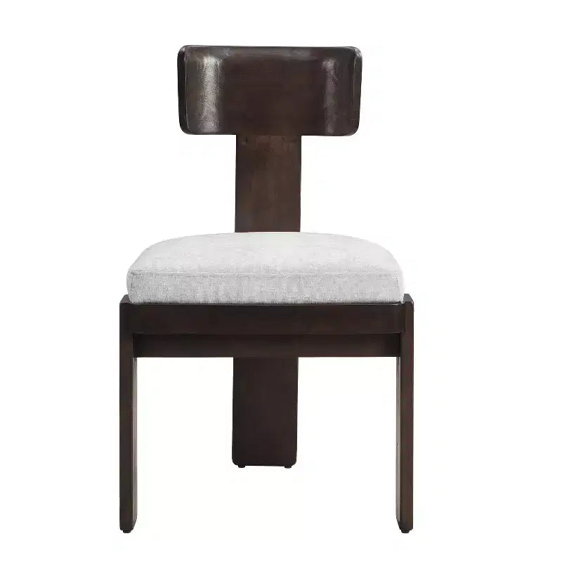 Sedie da pranzo senza braccioli in ciniglia beige/grigio stile metà secolo, set da 2