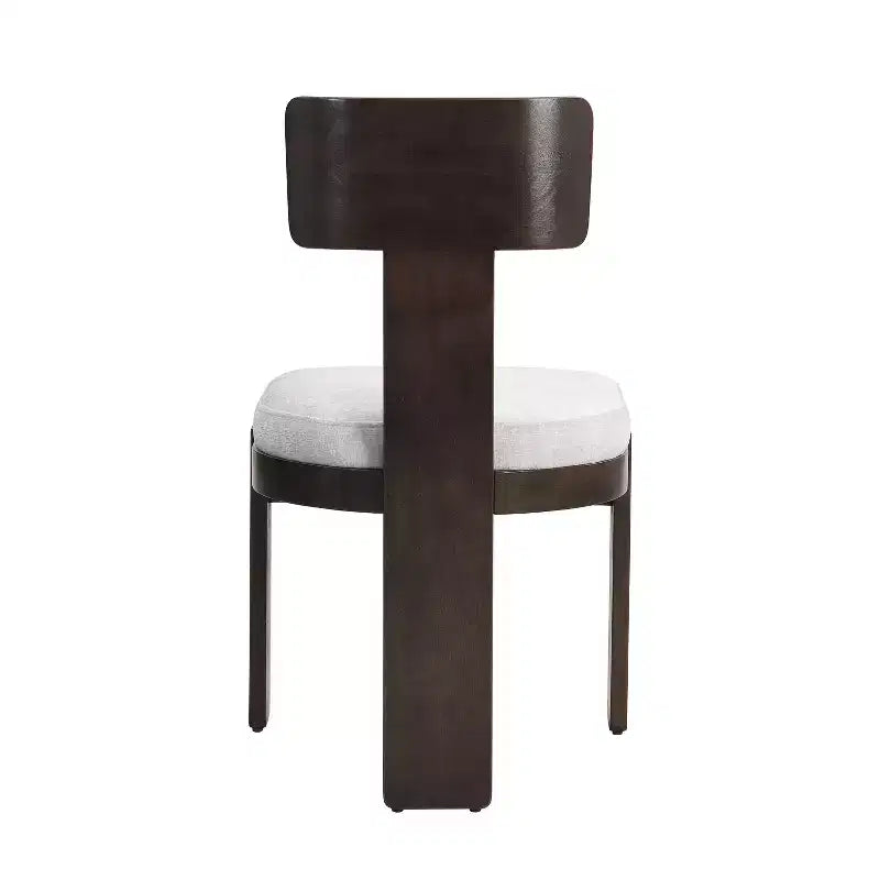 Sedie da pranzo senza braccioli in ciniglia beige/grigio stile metà secolo, set da 2