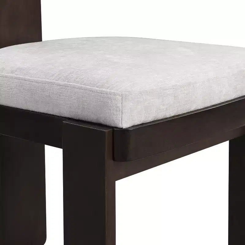 Sedie da pranzo senza braccioli in ciniglia beige/grigio stile metà secolo, set da 2