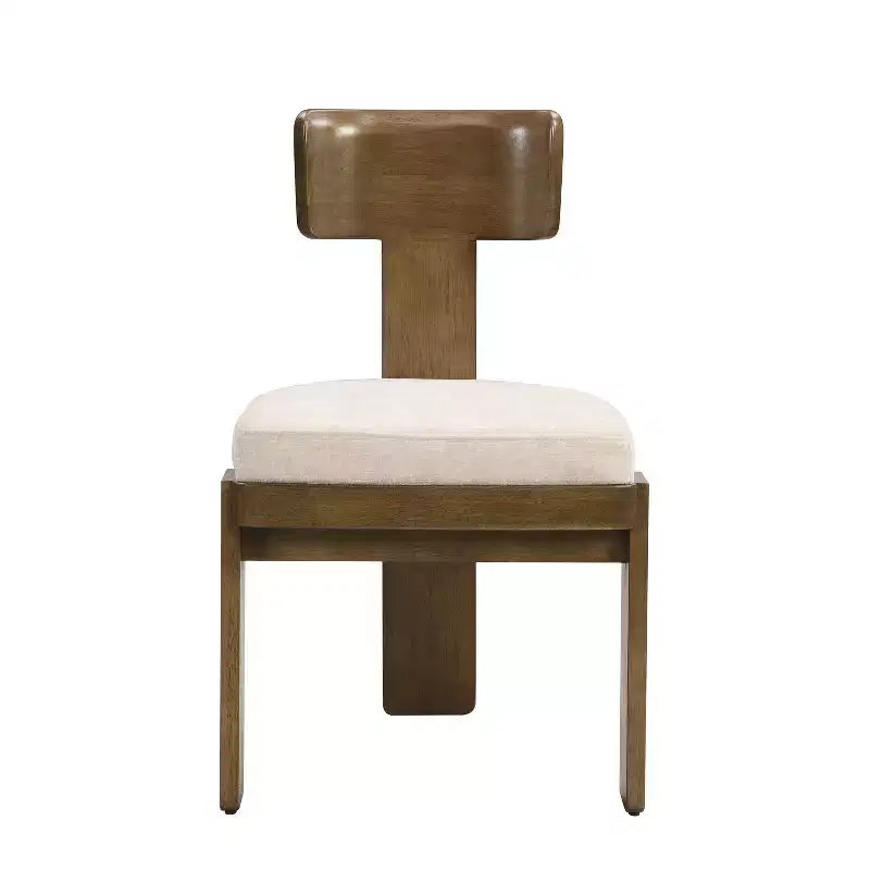 Sedie da pranzo senza braccioli in ciniglia beige/grigio stile metà secolo, set da 2