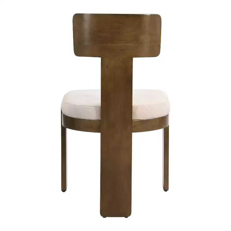 Sedie da pranzo senza braccioli in ciniglia beige/grigio stile metà secolo, set da 2