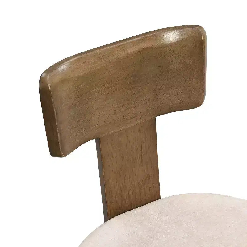 Sedie da pranzo senza braccioli in ciniglia beige/grigio stile metà secolo, set da 2