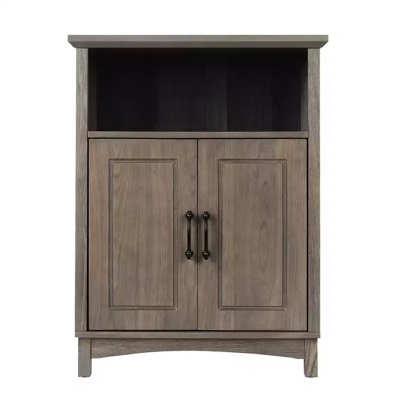Mobiletto a 2 ante in rovere Salt con ripiano aperto, assemblaggio per 1 persona