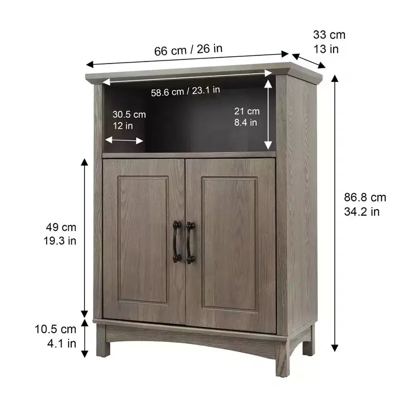Mobiletto a 2 ante in rovere Salt con ripiano aperto, assemblaggio per 1 persona