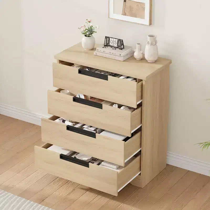 Comò a 3 o 4 cassetti naturale/bianco – Cassettiera in legno per camera da letto, cameretta e soggiorno