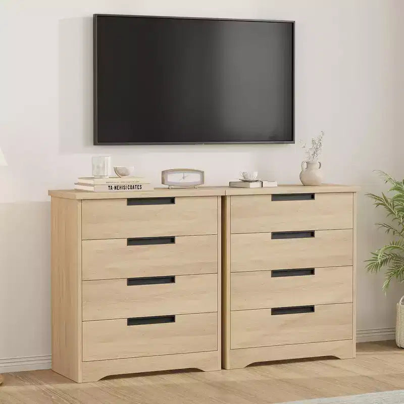 Comò a 3 o 4 cassetti naturale/bianco – Cassettiera in legno per camera da letto, cameretta e soggiorno