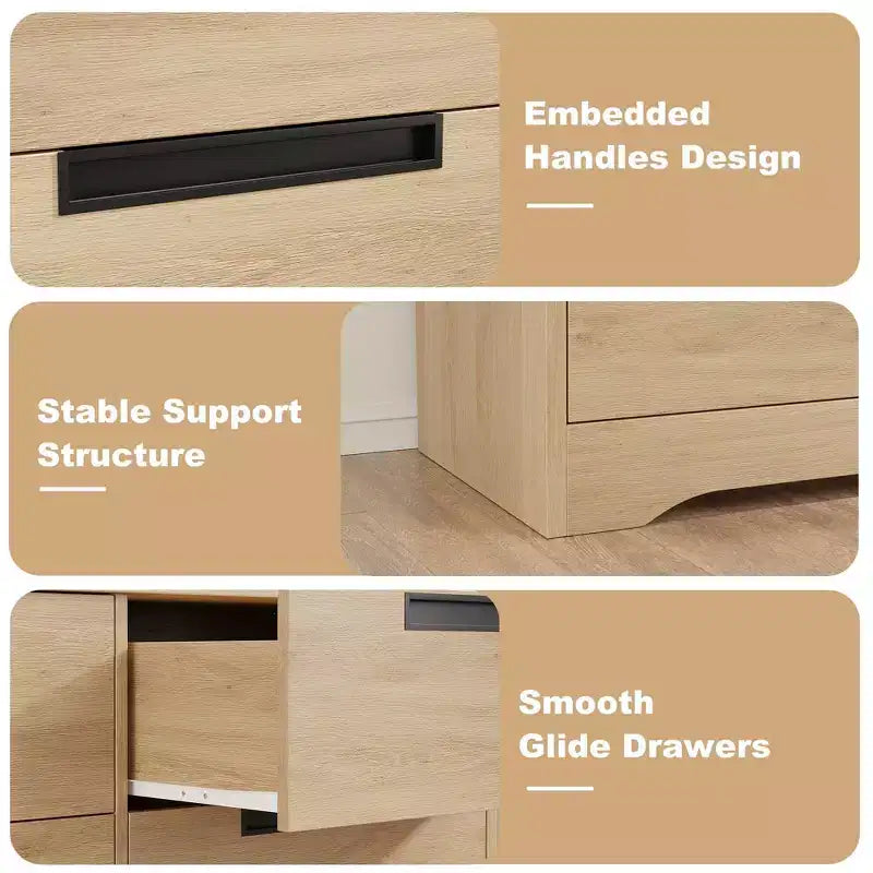 Comò a 3 o 4 cassetti naturale/bianco – Cassettiera in legno per camera da letto, cameretta e soggiorno