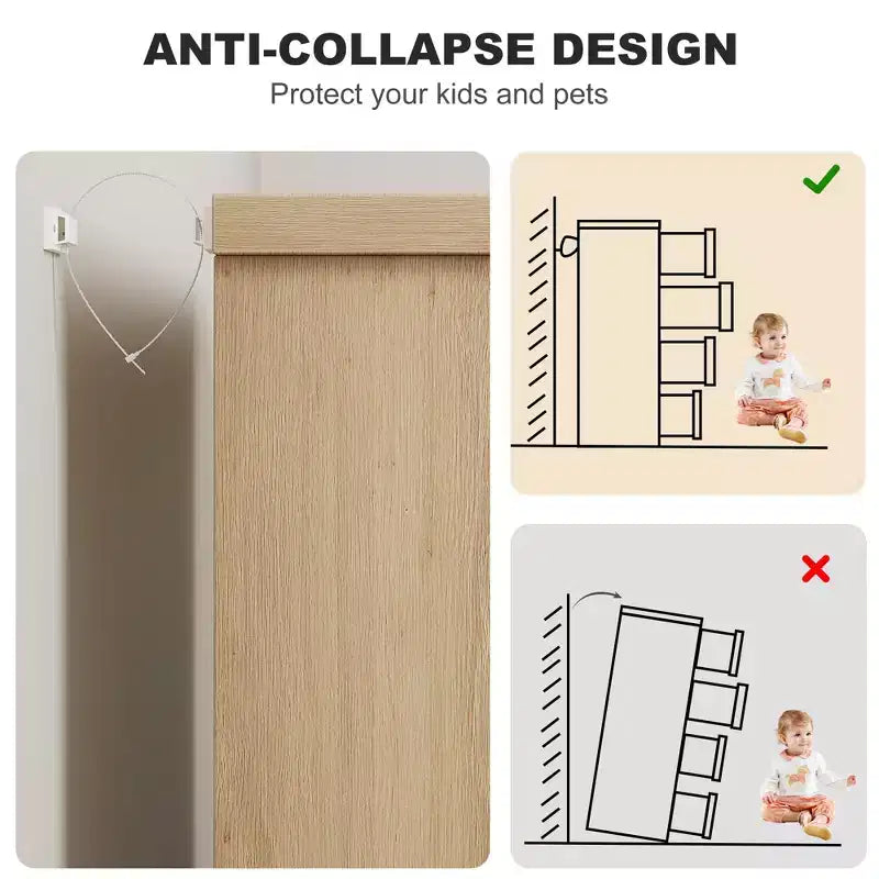 Comò a 3 o 4 cassetti naturale/bianco – Cassettiera in legno per camera da letto, cameretta e soggiorno