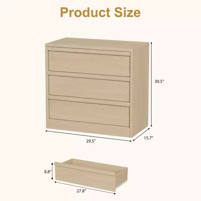 Comò a 3 o 4 cassetti naturale/bianco – Cassettiera in legno per camera da letto, cameretta e soggiorno