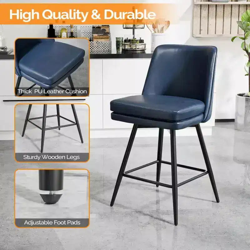 Sgabello da bar girevole in similpelle nero/blu/marrone/verde/bianco, senza braccioli, schienale medio, seduta commerciale