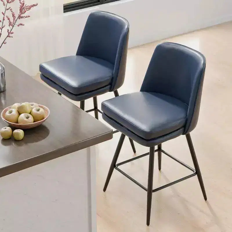 Sgabello da bar girevole in similpelle nero/blu/marrone/verde/bianco, senza braccioli, schienale medio, seduta commerciale