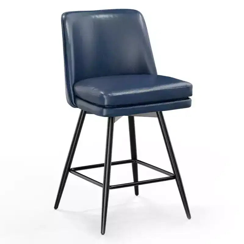 Sgabello da bar girevole in similpelle nero/blu/marrone/verde/bianco, senza braccioli, schienale medio, seduta commerciale