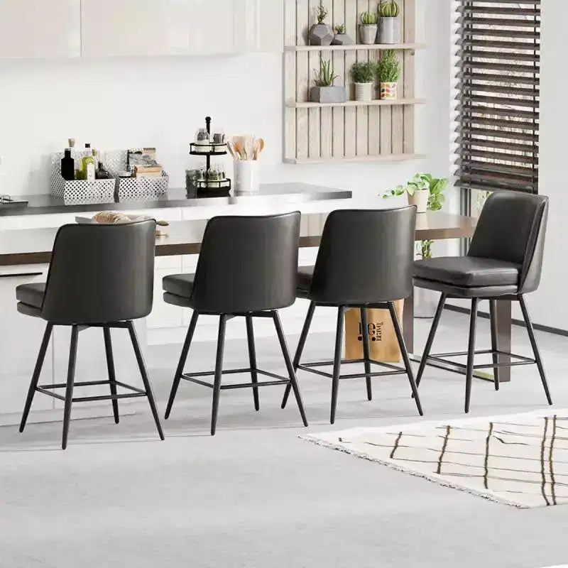 Sgabello da bar girevole in similpelle nero/blu/marrone/verde/bianco, senza braccioli, schienale medio, seduta commerciale