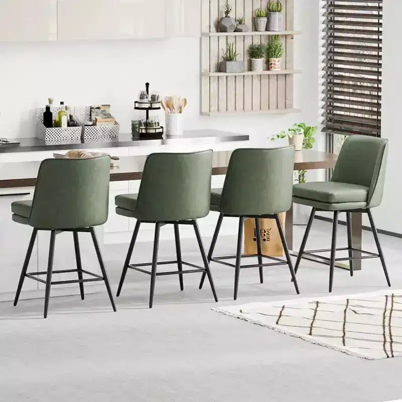 Sgabello da bar girevole in similpelle nero/blu/marrone/verde/bianco, senza braccioli, schienale medio, seduta commerciale