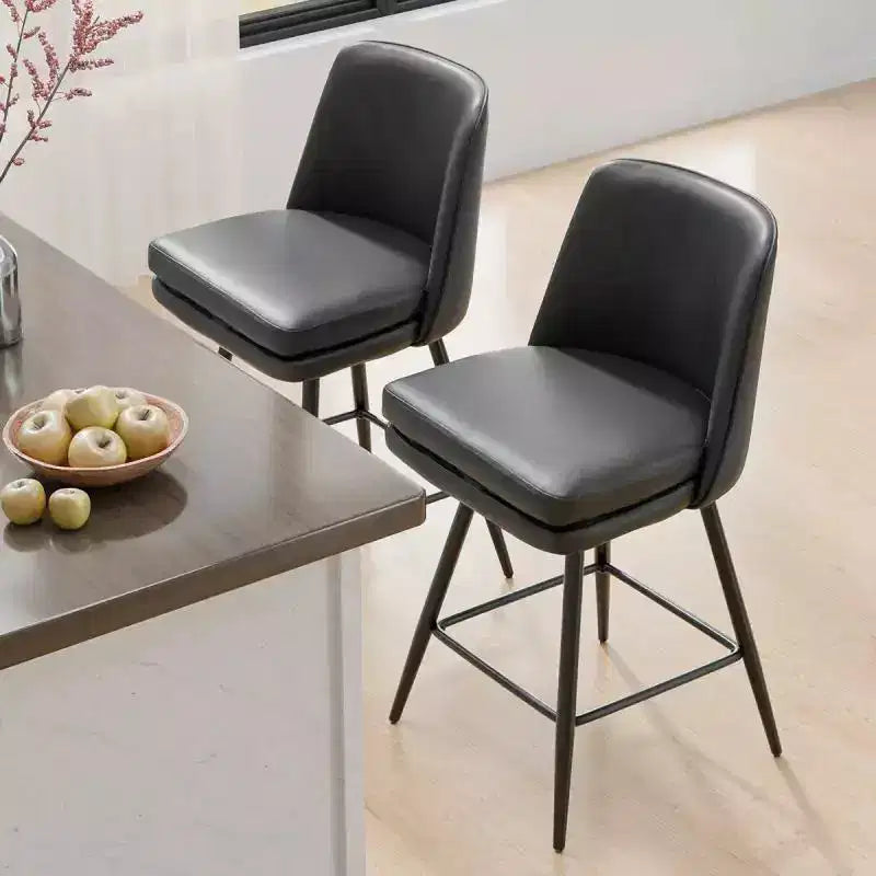 Sgabello da bar girevole in similpelle nero/blu/marrone/verde/bianco, senza braccioli, schienale medio, seduta commerciale