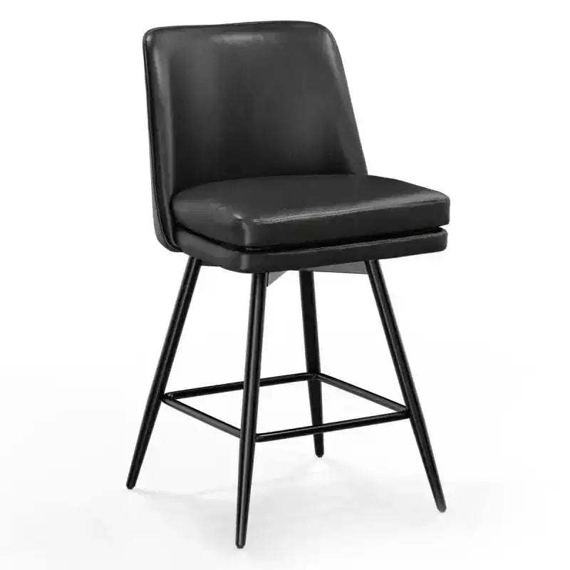 Sgabello da bar girevole in similpelle nero/blu/marrone/verde/bianco, senza braccioli, schienale medio, seduta commerciale