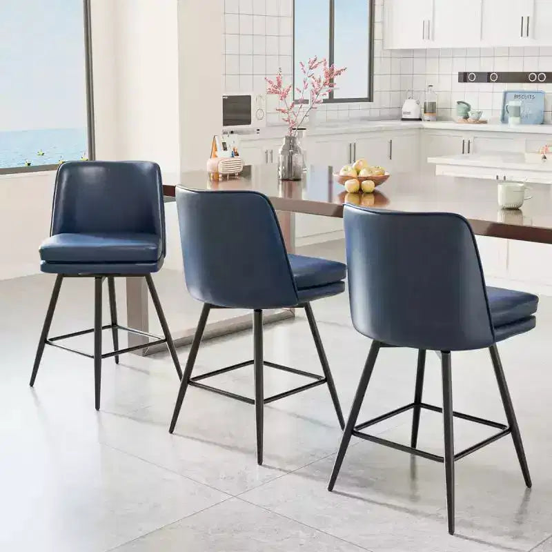 Sgabello da bar girevole in similpelle nero/blu/marrone/verde/bianco, senza braccioli, schienale medio, seduta commerciale