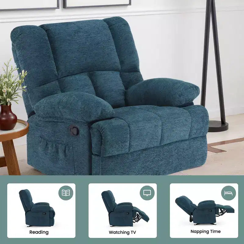 Poltrona reclinabile basculante oversize verde nerastro, monoposto