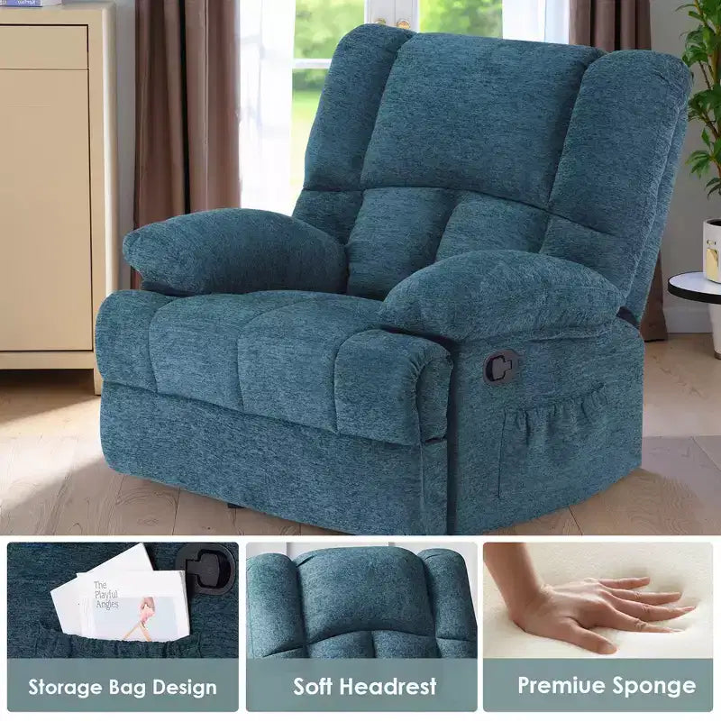 Poltrona reclinabile basculante oversize verde nerastro, monoposto