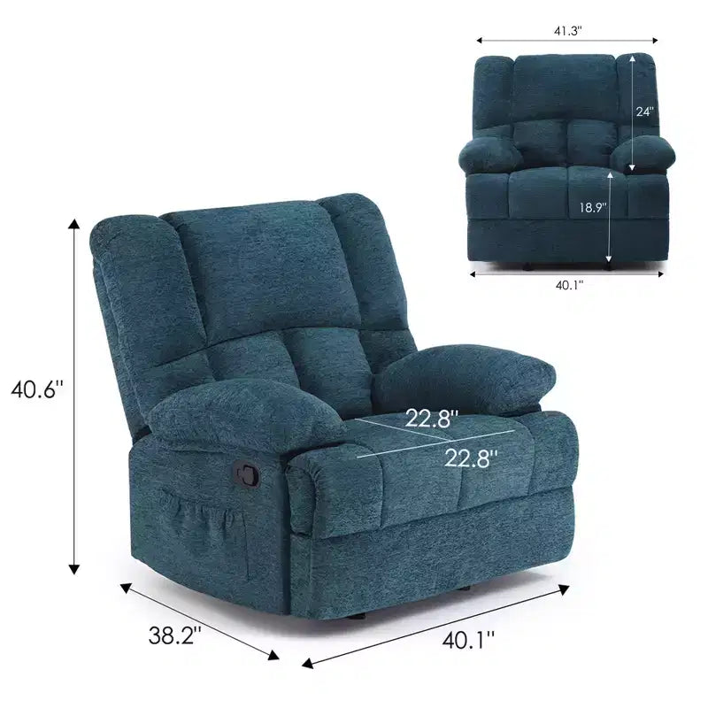 Poltrona reclinabile basculante oversize verde nerastro, monoposto