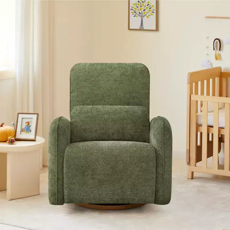 Poltrona reclinabile a dondolo girevole elettrica nei colori Khaki / Lino / Verde muschio, girevole a 270°, 1 posto