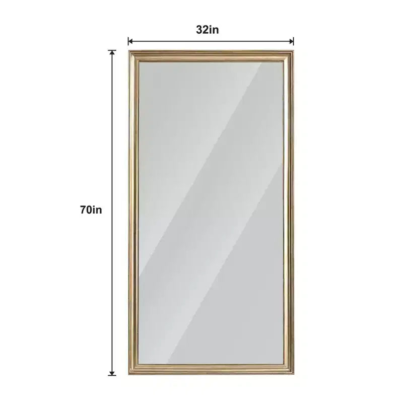 Specchio a figura intera beige/marrone con cornice in legno – Montaggio a parete o a pavimento, 1 persona