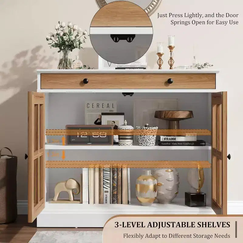 Credenza buffet da 89,9 cm | Nero / Bianco / Noce / Frassino | Ante in vetro | 1 persona