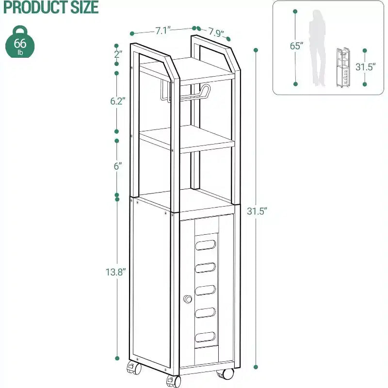Mobiletto da bagno bianco a 3 ripiani con ruote e portarotolo, per 1 persona