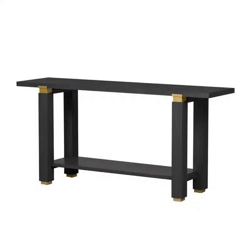 Consolle stretta nera con ripiano aperto, 160 cm