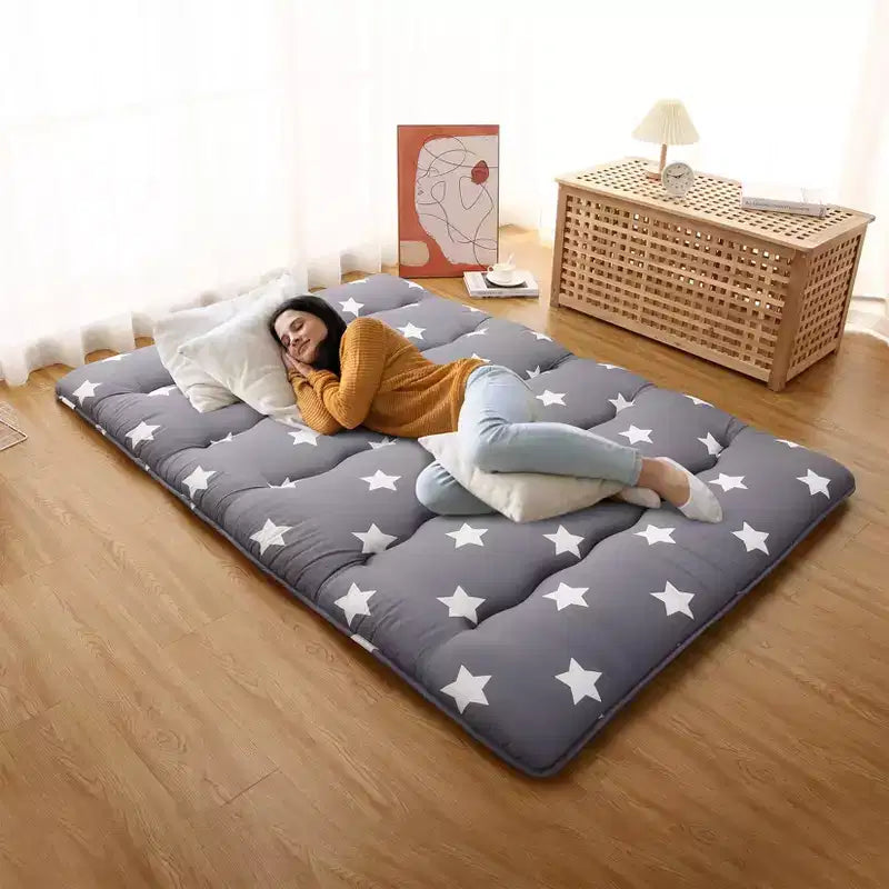 Materasso Futon Pieghevole Floreale, Tappetino Arrotolabile, Misura Singola/Matrimoniale, 1-2 Posti
