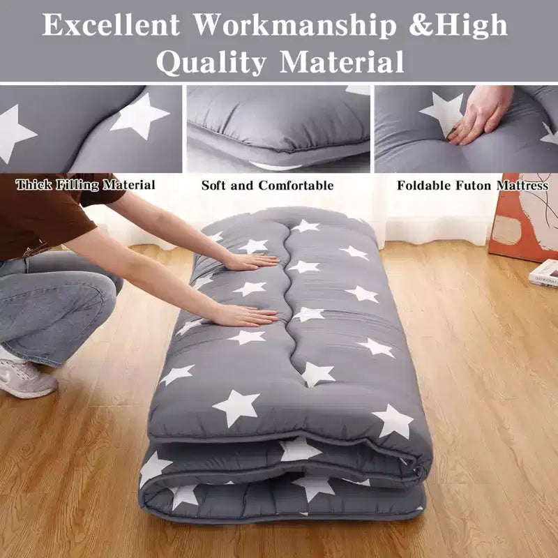 Materasso Futon Pieghevole Floreale, Tappetino Arrotolabile, Misura Singola/Matrimoniale, 1-2 Posti