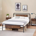 Letto matrimoniale con struttura in metallo stile rustico marrone, 1 persona