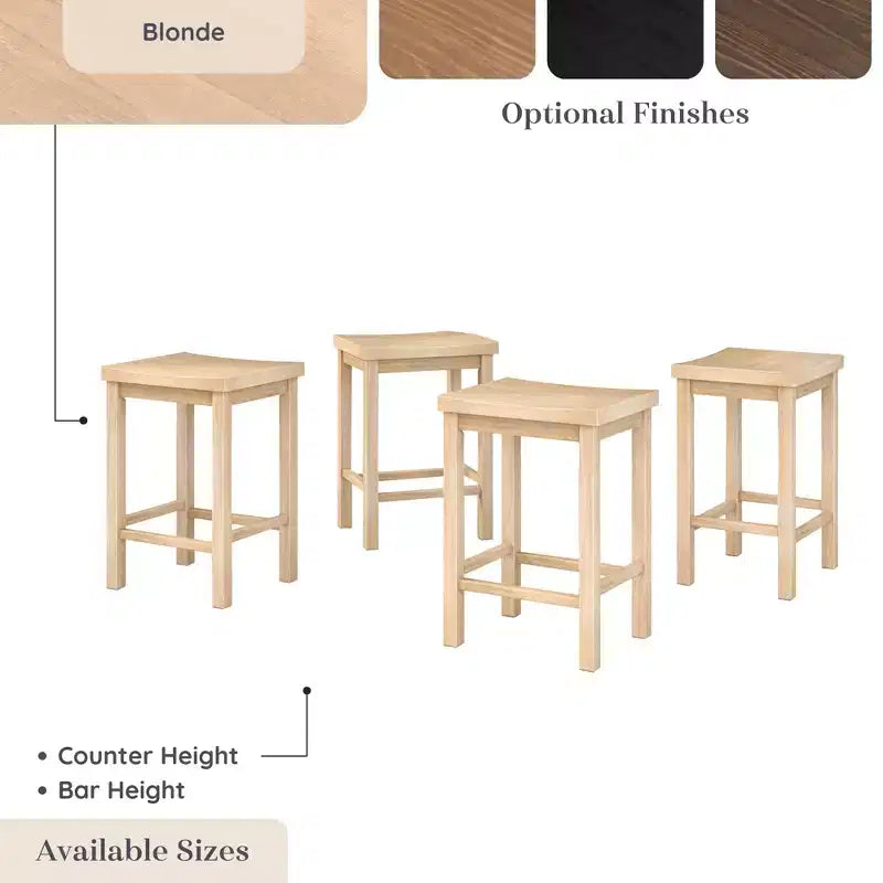 Sgabello da bancone senza schienale nero / biondo / pecan / noce, 61 cm, set da 4