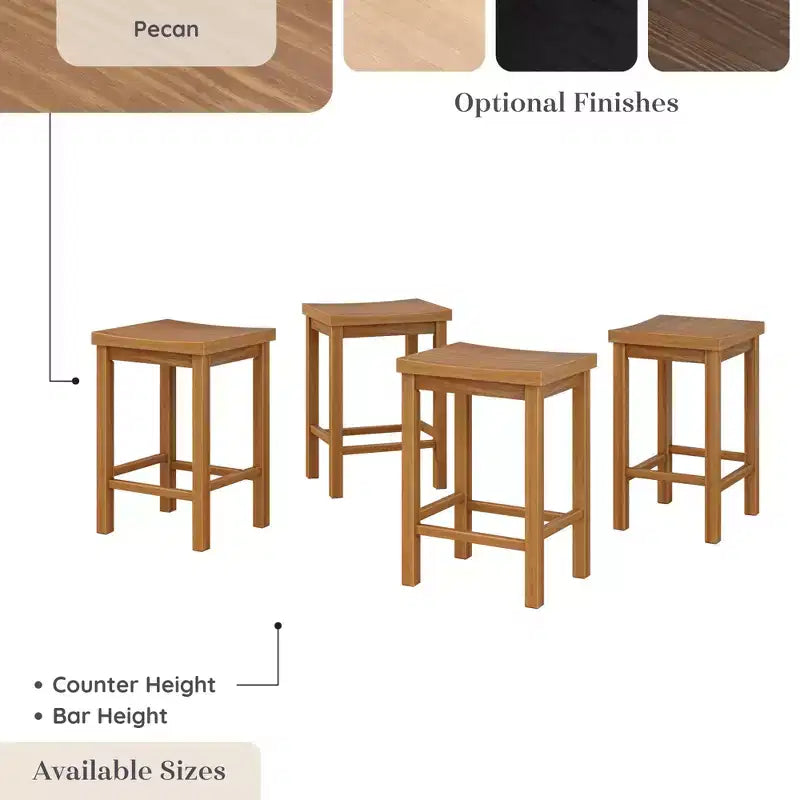 Sgabello da bancone senza schienale nero / biondo / pecan / noce, 61 cm, set da 4
