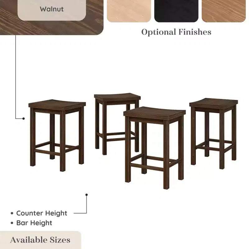 Sgabello da bancone senza schienale nero / biondo / pecan / noce, 61 cm, set da 4