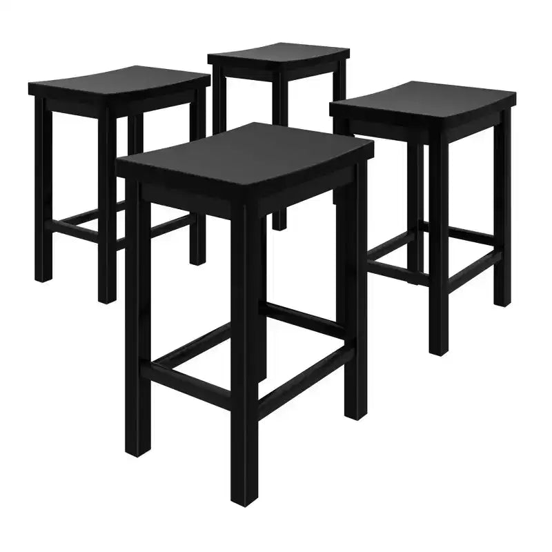 Sgabello da bancone senza schienale nero / biondo / pecan / noce, 61 cm, set da 4