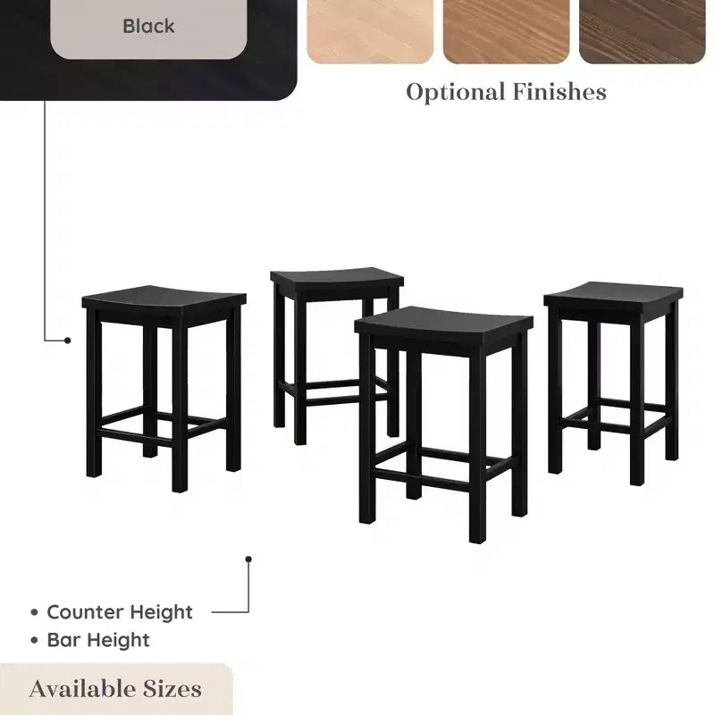 Sgabello da bancone senza schienale nero / biondo / pecan / noce, 61 cm, set da 4
