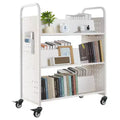 Rolling Library Book Cart 3 Tier Double Sided Steel Book Truck 330 lb Capacity