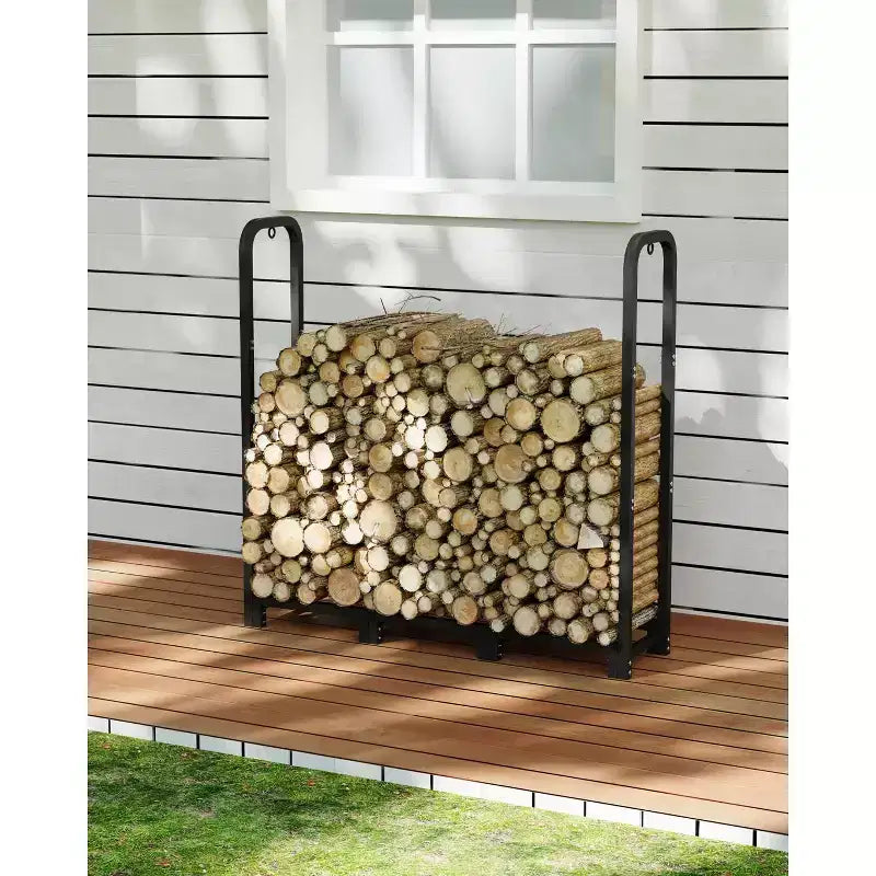 Portalegna in Acciaio Nero, 120 cm, Uso Singolo