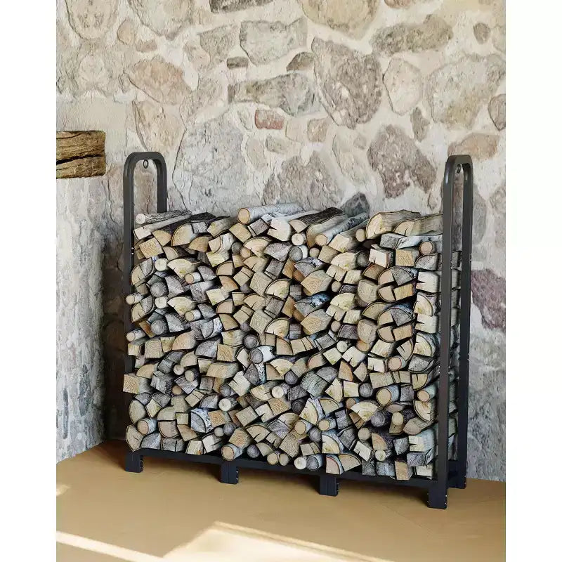 Portalegna in Acciaio Nero, 120 cm, Uso Singolo