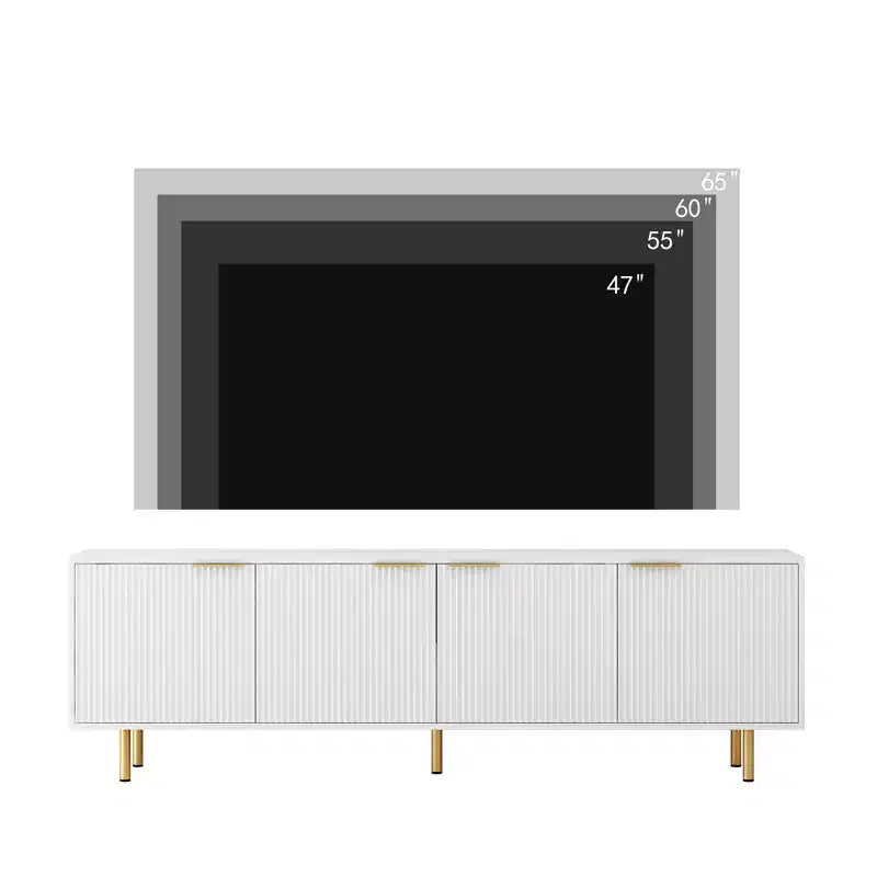 Mobile TV scanalato bianco da 68" con ante contenitore, montaggio a 1 persona