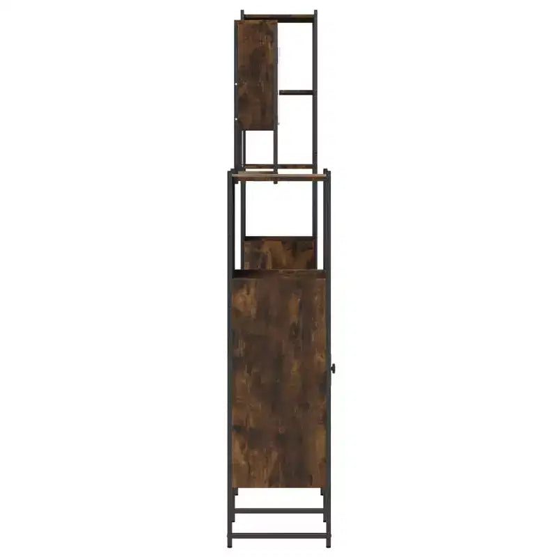 Set mobile bagno 4 pezzi, stile moderno, rovere nero / fumé